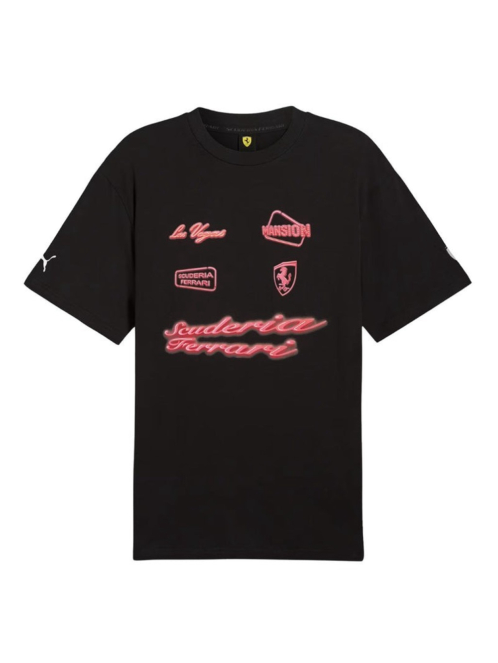 PUMA Ferrari Race Red Neon Energy Archive Black Graphic T-shirt Scuderia Sz M